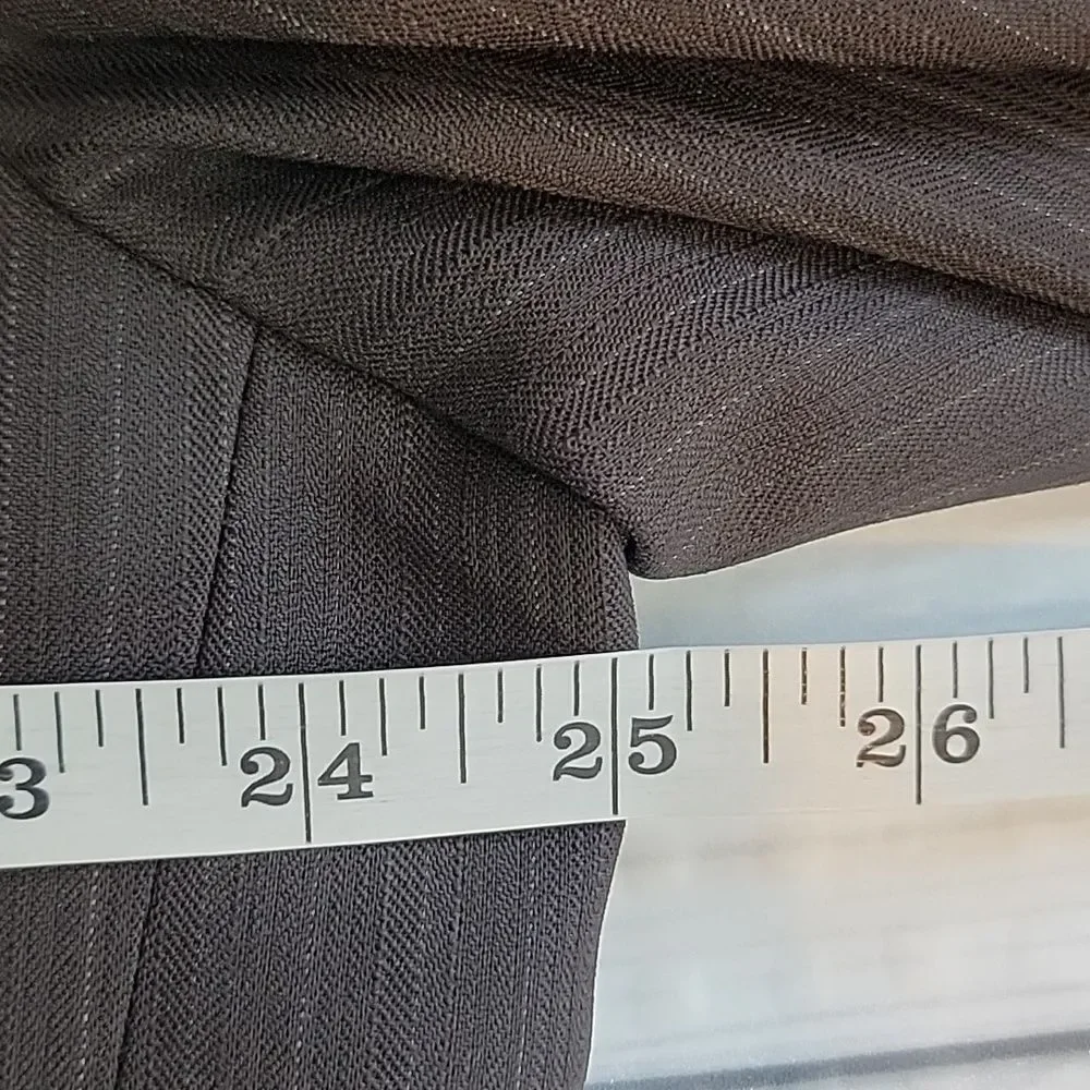 Linea Uomo Blazer Pinstriped Wool Brown Suit Jacket Mens Size 46R